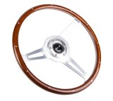 NRG Classic Wood Grain Steering Wheel (365mm) Wood w/Metal Inserts & Brushed Alum. 3-Spoke Center thumbnail 5