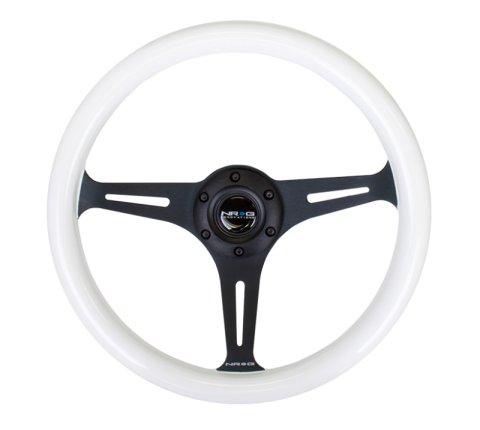 NRG Classic Wood Grain Steering Wheel (350mm) Glow-N-The-Dark Green Grip w/Black 3-Spoke Center thumbnail 8
