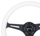NRG Classic Wood Grain Steering Wheel (350mm) Glow-In-The-Dark Blue Grip w/Black 3-Spoke Center thumbnail 8