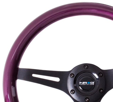 NRG Classic Wood Grain Steering Wheel (350mm) Purple Pearl/Flake Paint w/Black 3-Spoke Center thumbnail 3