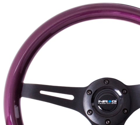 NRG Classic Wood Grain Steering Wheel (350mm) Purple Pearl/Flake Paint w/Black 3-Spoke Center thumbnail 5