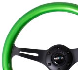 NRG Classic Wood Grain Steering Wheel (350mm) Green Pearl/Flake Paint w/Black 3-Spoke Center thumbnail 3