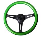 NRG Classic Wood Grain Steering Wheel (350mm) Green Pearl/Flake Paint w/Black 3-Spoke Center thumbnail 7