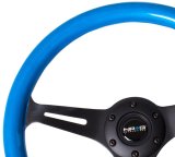 NRG Classic Wood Grain Steering Wheel (350mm) Blue Pearl/Flake Paint w/Black 3-Spoke Center thumbnail 3
