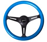 NRG Classic Wood Grain Steering Wheel (350mm) Blue Pearl/Flake Paint w/Black 3-Spoke Center thumbnail 6