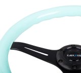 NRG Classic Wood Grain Steering Wheel (350mm) Minty Fresh Color Grip w/Black 3-Spoke Center thumbnail 1
