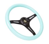NRG Classic Wood Grain Steering Wheel (350mm) Minty Fresh Color Grip w/Black 3-Spoke Center thumbnail 2