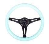 NRG Classic Wood Grain Steering Wheel (350mm) Minty Fresh Color Grip w/Black 3-Spoke Center thumbnail 3