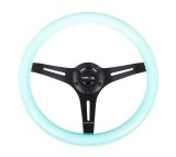 NRG Classic Wood Grain Steering Wheel (350mm) Minty Fresh Color Grip w/Black 3-Spoke Center thumbnail 7