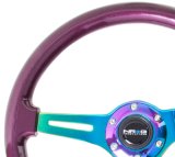 NRG Classic Wood Grain Steering Wheel (350mm) Purple Pearl Paint w/Neochrome 3-Spoke Center thumbnail 4