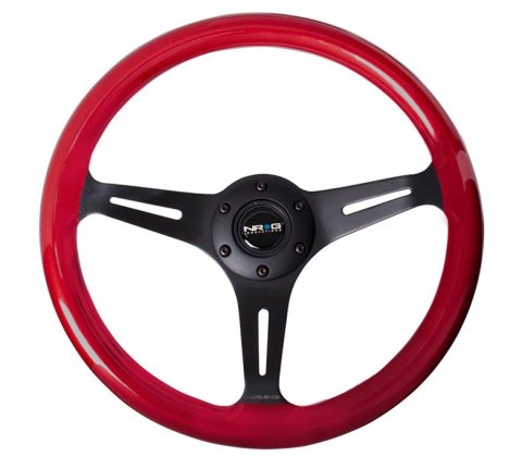 NRG Classic Wood Grain Steering Wheel (350mm) Red Pearl/Flake Paint w/Black 3-Spoke Center thumbnail 1