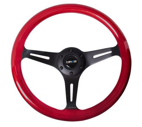 NRG Classic Wood Grain Steering Wheel (350mm) Red Pearl/Flake Paint w/Black 3-Spoke Center thumbnail 2