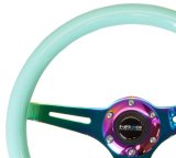 NRG Classic Wood Grain Steering Wheel (350mm) Minty Fresh Color w/Neochrome 3-Spoke Center thumbnail 1