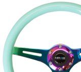 NRG Classic Wood Grain Steering Wheel (350mm) Minty Fresh Color w/Neochrome 3-Spoke Center thumbnail 4