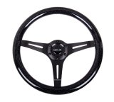 NRG Classic Wood Grain Steering Wheel (350mm) Black Sparkled Grip w/Black 3-Spoke Center thumbnail 2