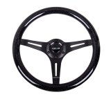 NRG Classic Wood Grain Steering Wheel (350mm) Black Sparkled Grip w/Black 3-Spoke Center thumbnail 4