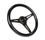 NRG Classic Wood Grain Steering Wheel (350mm) Black Sparkled Grip w/Black 3-Spoke Center thumbnail 5