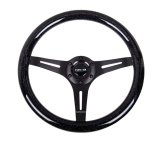 NRG Classic Wood Grain Steering Wheel (350mm) Black Sparkled Grip w/Black 3-Spoke Center thumbnail 7