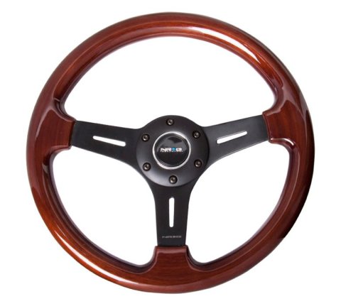 NRG Classic Wood Grain Steering Wheel (330mm) Wood Grain w/Matte Black 3-Spoke Center thumbnail 2