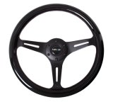 NRG Classic Wood Grain Steering Wheel (350mm) Black Paint Grip w/Black 3-Spoke Center thumbnail 2