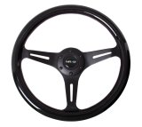 NRG Classic Wood Grain Steering Wheel (350mm) Black Paint Grip w/Black 3-Spoke Center thumbnail 5