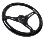 NRG Classic Wood Grain Steering Wheel (350mm) Black Paint Grip w/Black 3-Spoke Center thumbnail 6