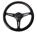 NRG Classic Wood Grain Steering Wheel (350mm) Black Paint Grip w/Black 3-Spoke Center thumbnail 7