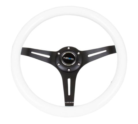 NRG Classic Wood Grain Steering Wheel (350mm) White Paint Grip w/Black 3-Spoke Center thumbnail 3