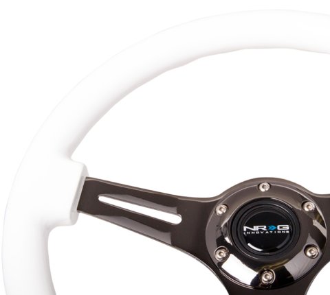 NRG Classic Wood Grain Steering Wheel (350mm) White Paint Grip w/Black 3-Spoke Center thumbnail 4