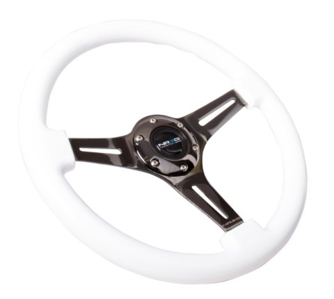 NRG Classic Wood Grain Steering Wheel (350mm) White Paint Grip w/Black 3-Spoke Center thumbnail 5
