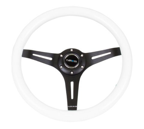 NRG Classic Wood Grain Steering Wheel (350mm) White Paint Grip w/Black 3-Spoke Center thumbnail 6