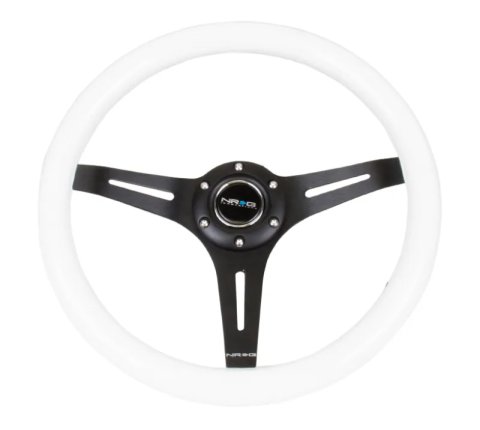 NRG Classic Wood Grain Steering Wheel (350mm) White Paint Grip w/Black 3-Spoke Center thumbnail 7