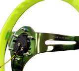NRG Classic Wood Grain Steering Wheel (350mm) Neon Yellow Color w/Neochrome Spokes thumbnail 1
