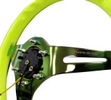 NRG Classic Wood Grain Steering Wheel (350mm) Neon Yellow Color w/Neochrome Spokes thumbnail 7