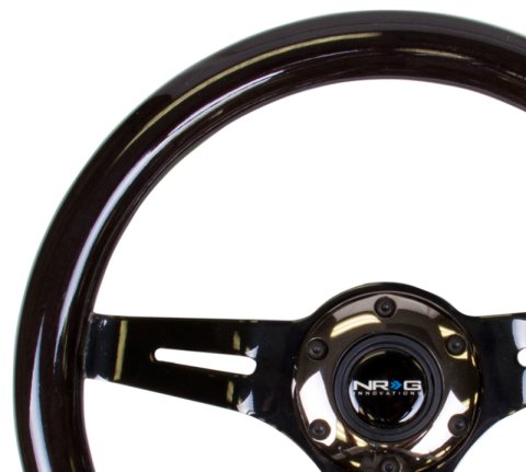 NRG Classic Wood Grain Steering Wheel (310mm) Black w/Black Chrome 3-Spoke Center thumbnail 4