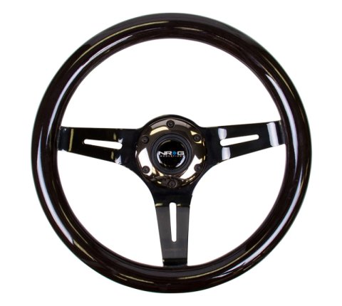 NRG Classic Wood Grain Steering Wheel (310mm) Black w/Black Chrome 3-Spoke Center thumbnail 6