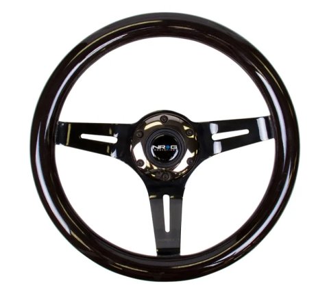 NRG Classic Wood Grain Steering Wheel (310mm) Black w/Black Chrome 3-Spoke Center thumbnail 7
