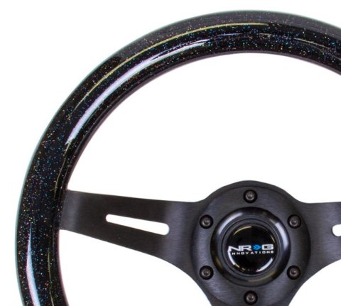 NRG Classic Wood Grain Steering Wheel (310mm) Black Sparkle w/Blk 3-Spoke Center thumbnail 1