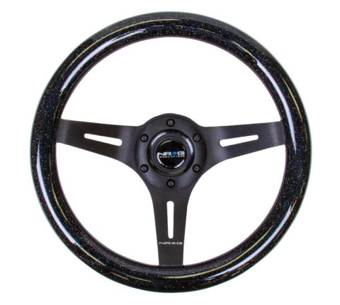 NRG Classic Wood Grain Steering Wheel (310mm) Black Sparkle w/Blk 3-Spoke Center thumbnail 2