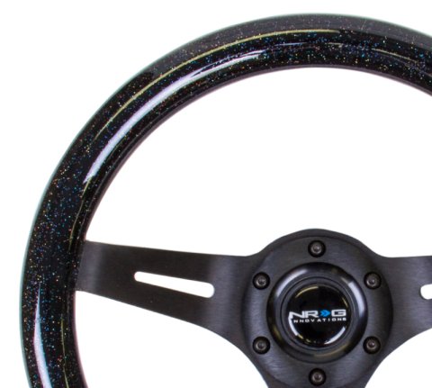 NRG Classic Wood Grain Steering Wheel (310mm) Black Sparkle w/Blk 3-Spoke Center thumbnail 3