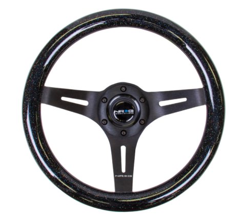 NRG Classic Wood Grain Steering Wheel (310mm) Black Sparkle w/Blk 3-Spoke Center thumbnail 4