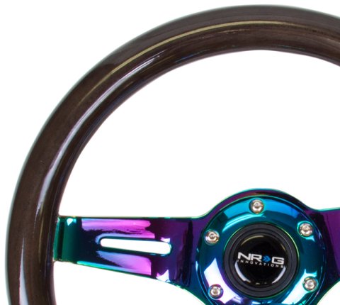 NRG Classic Wood Grain Steering Wheel (310mm) Black w/Neochrome 3-Spoke Center thumbnail 6
