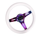 NRG Classic Wood Grain Steering Wheel (310mm) White w/Neochrome 3-Spoke Center thumbnail 2