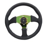 NRG Reinforced Steering Wheel (350mm / 2.5in. Deep) Leather Race Comfort Grip w/4mm Neochrome Spokes thumbnail 8