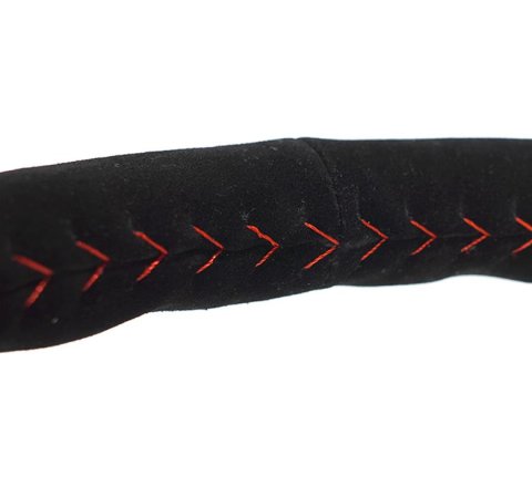 NRG Reinforced Steering Wheel (350mm / 3in. Deep) Blk Suede w/Red BBall Stitch & Chrome Gold 3-Spoke thumbnail 4