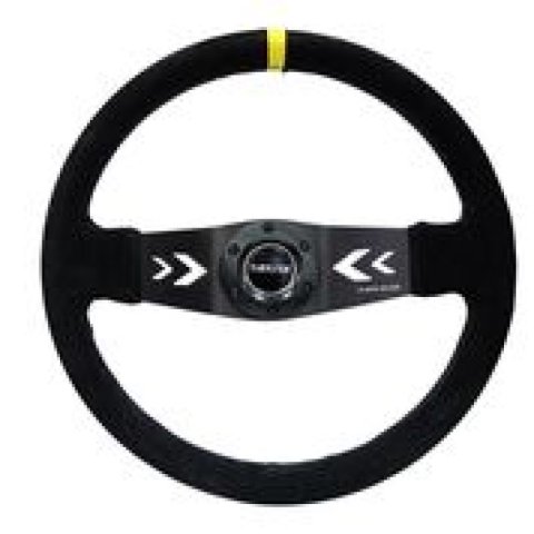 NRG Reinforced Steering Wheel (350mm / 3in. Deep) Blk Suede w/NRG Arrow Cut 2-Spoke & Yellow Mark thumbnail 8