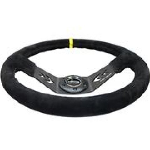 NRG Reinforced Steering Wheel (350mm / 3in. Deep) Blk Suede w/NRG Arrow Cut 2-Spoke & Yellow Mark thumbnail 9