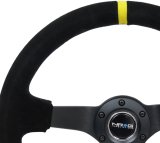 NRG Reinforced Steering Wheel (350mm / 3in. Deep) Blk Suede/X-Stitch w/5mm Blk Spoke & Yellow CM thumbnail 5