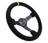 NRG Reinforced Steering Wheel (350mm / 3in. Deep) Blk Suede/X-Stitch w/5mm Blk Spoke & Yellow CM thumbnail 7