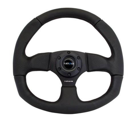 NRG Reinforced Steering Wheel (320mm Horizontal / 330mm Vertical) Leather w/Black Stitching thumbnail 1